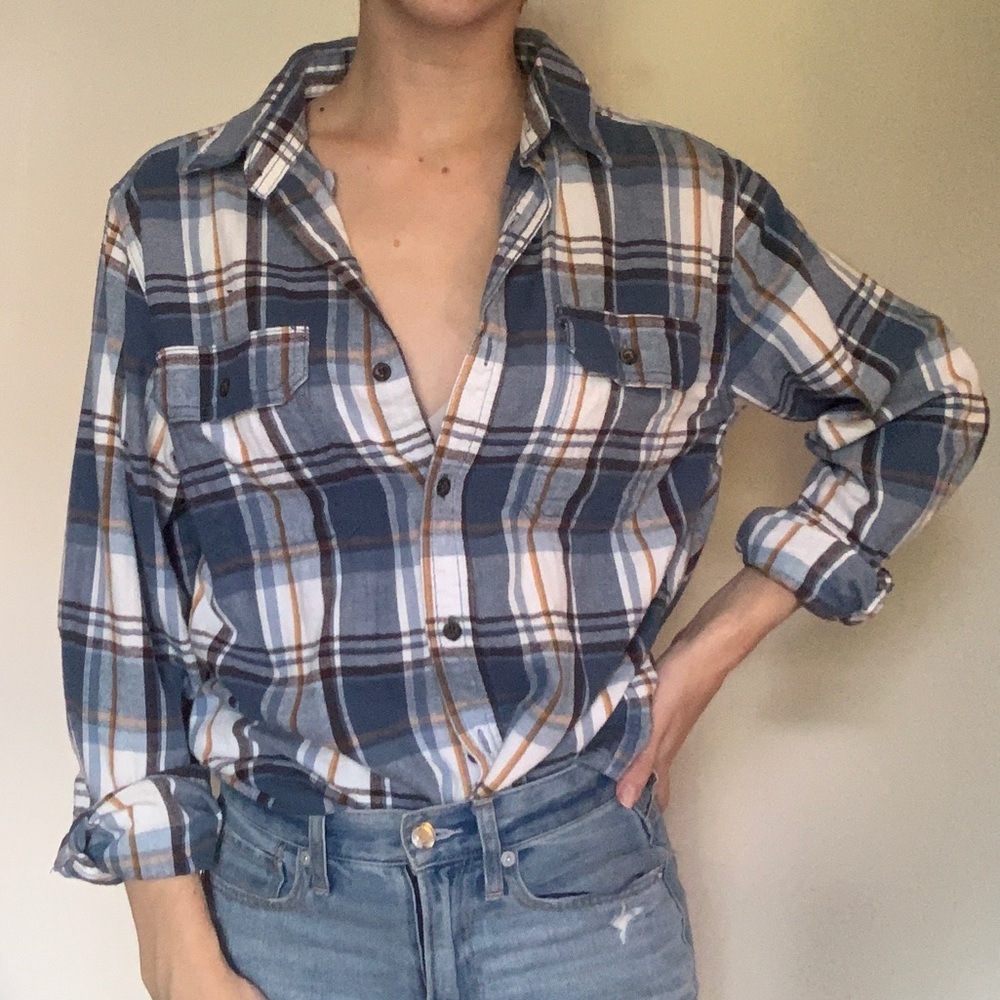 Blue & Yellow Flannel Button Down